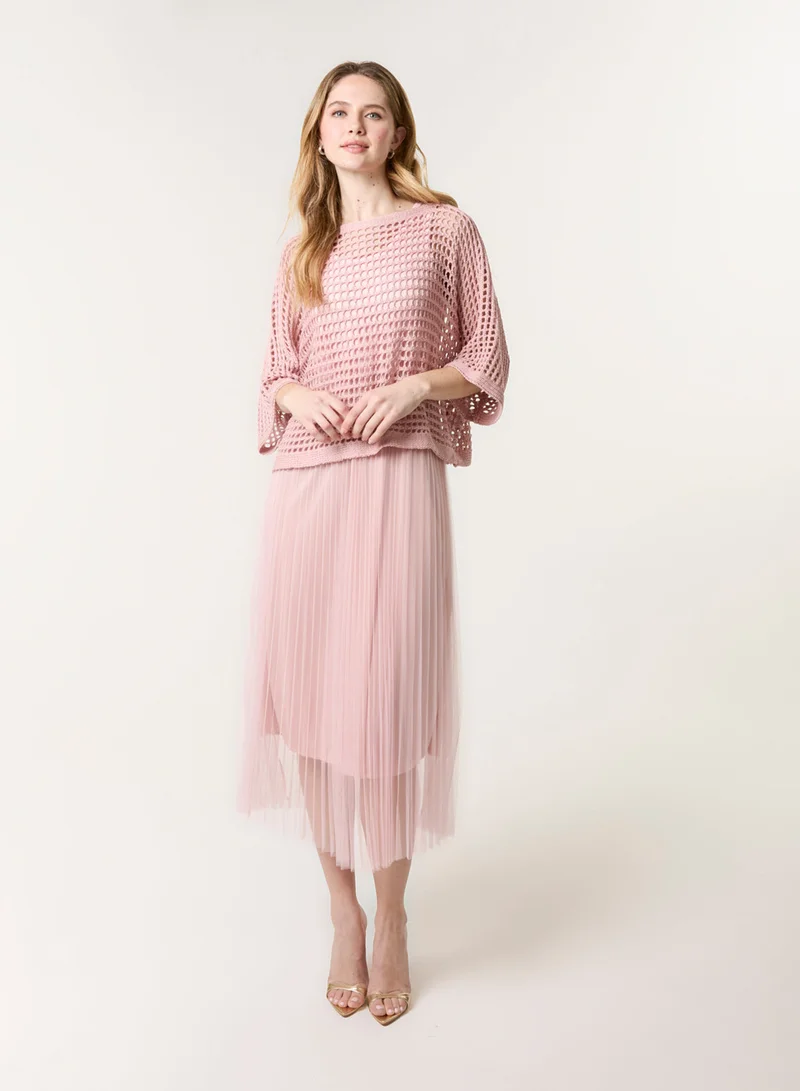 بلو فانيلا Crochet Top Pleat Dress