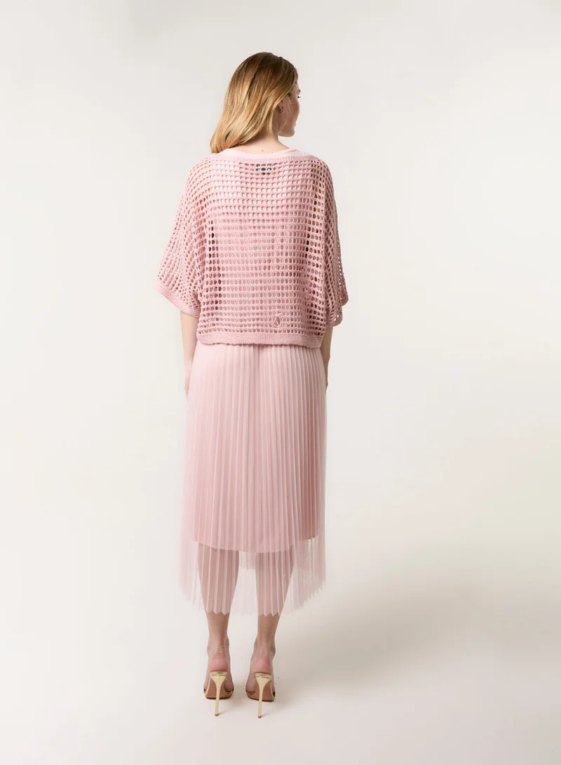بلو فانيلا Crochet Top Pleat Dress