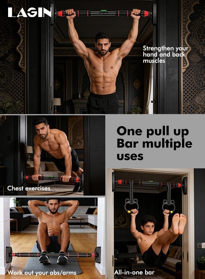 LAGIN Adjustable Width Doorway Pull Up Bar, Heavy-Duty Upper Body Workout Bar, Dual Security Locking Design, No Screw Installation, Strength Training Fitness Equipment for Home Gym – Max Load 200KG length 95–130 cm - Image 4