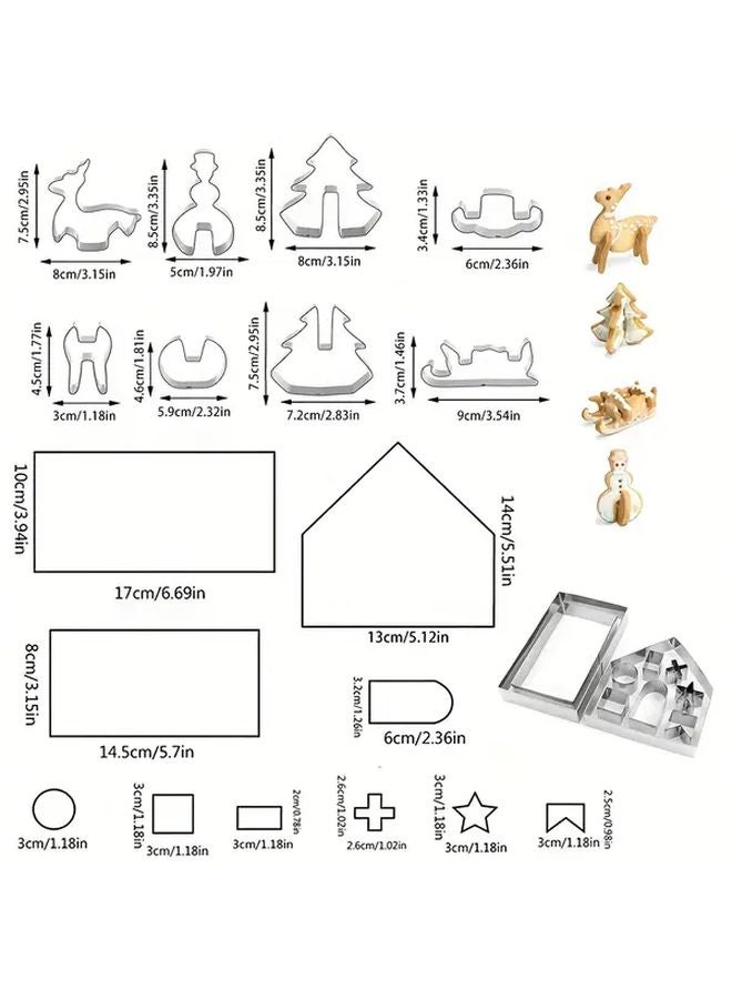 14 Pcs Christmas Cookie Molds Stainless Steel 3D House Tree Snowman Slicer Set - Image 3