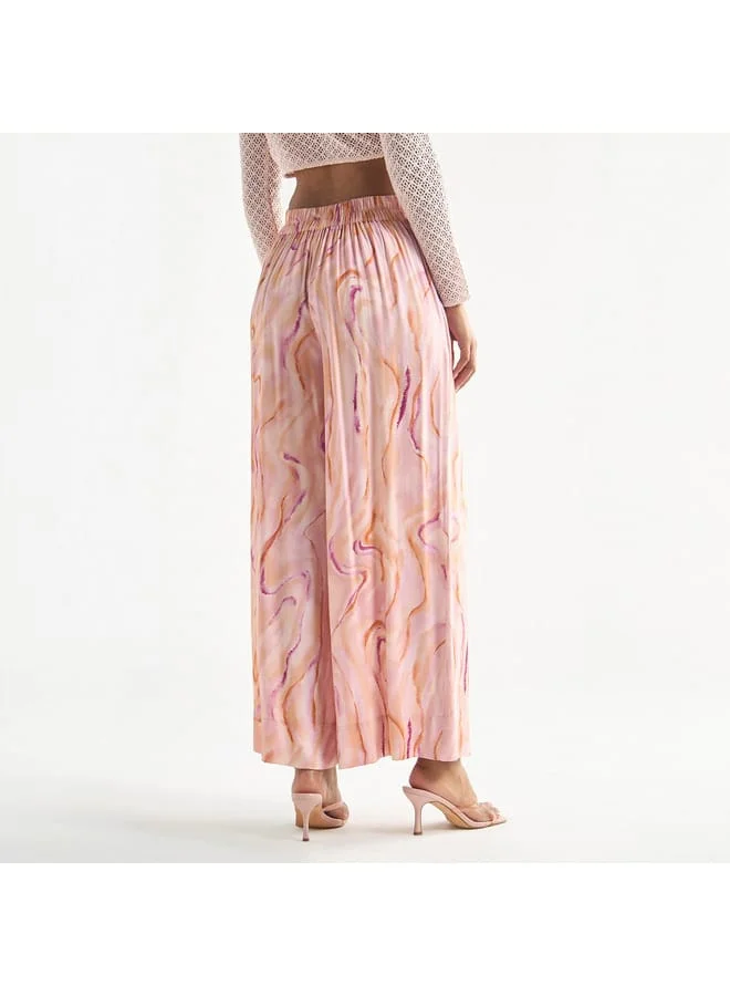 Splash FAV All-Over Print Wide Leg Pants with Elasticised Waistband and Pockets