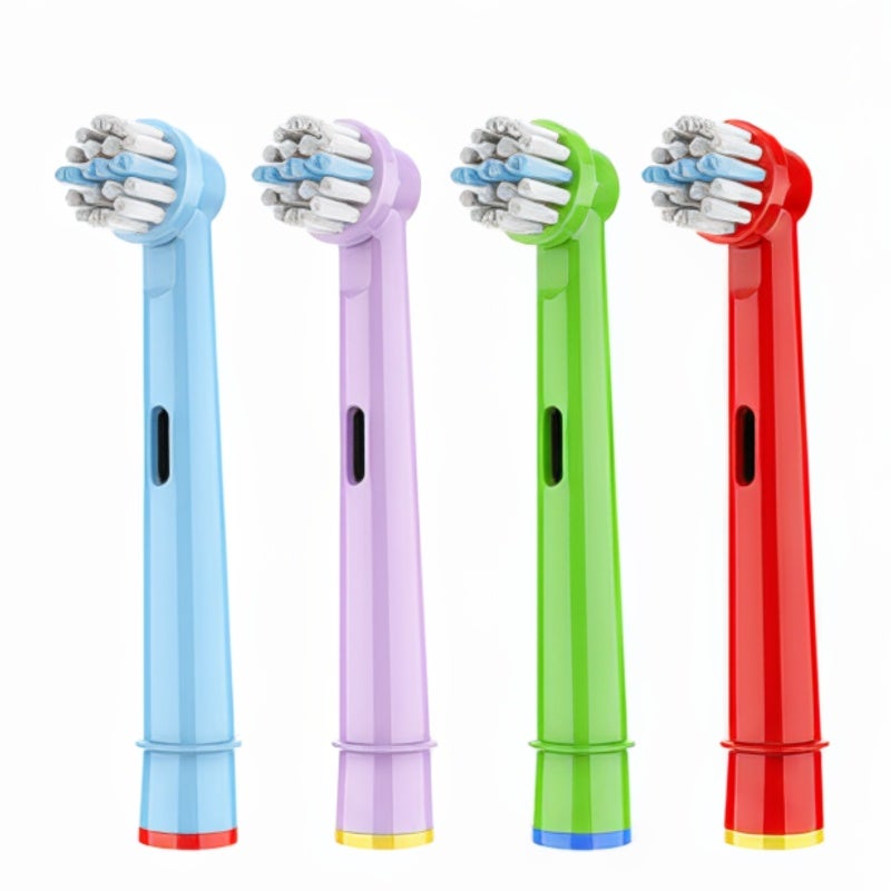 Kids Electric Toothbrush Replacement Heads 4 Pack Soft Bristles - Gentle Cleaning For Small Mouths Compatible With Oral-B Handles For Children’s Oral Care - Image 2