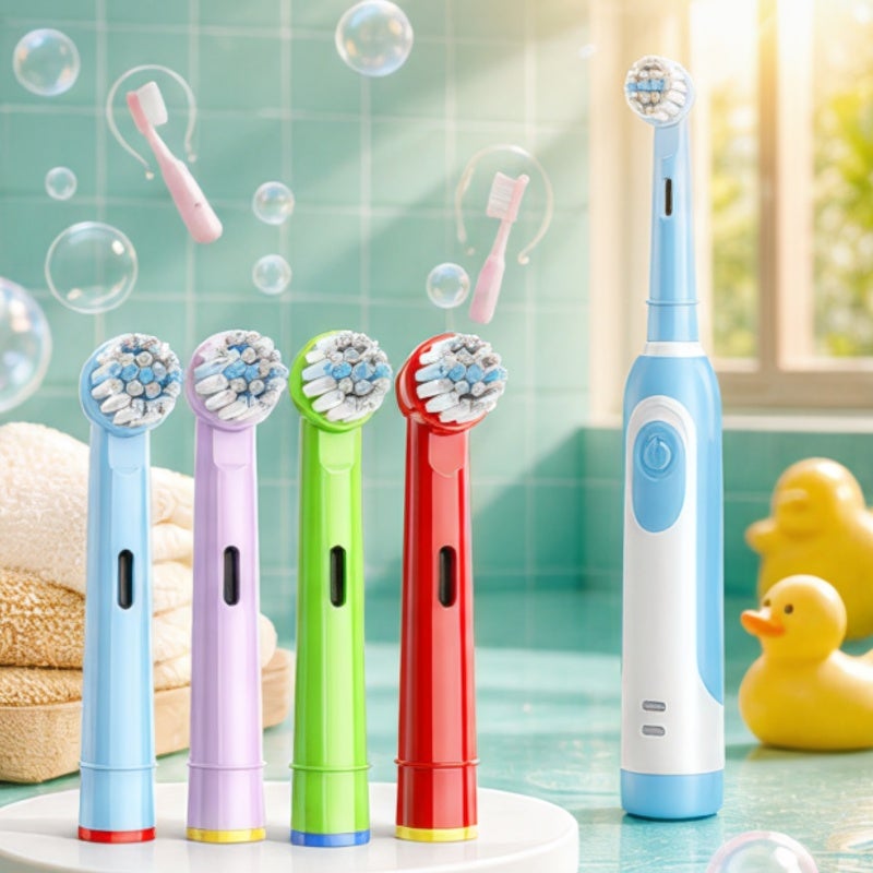 Kids Electric Toothbrush Replacement Heads 4 Pack Soft Bristles - Gentle Cleaning For Small Mouths Compatible With Oral-B Handles For Children’s Oral Care - Image 3