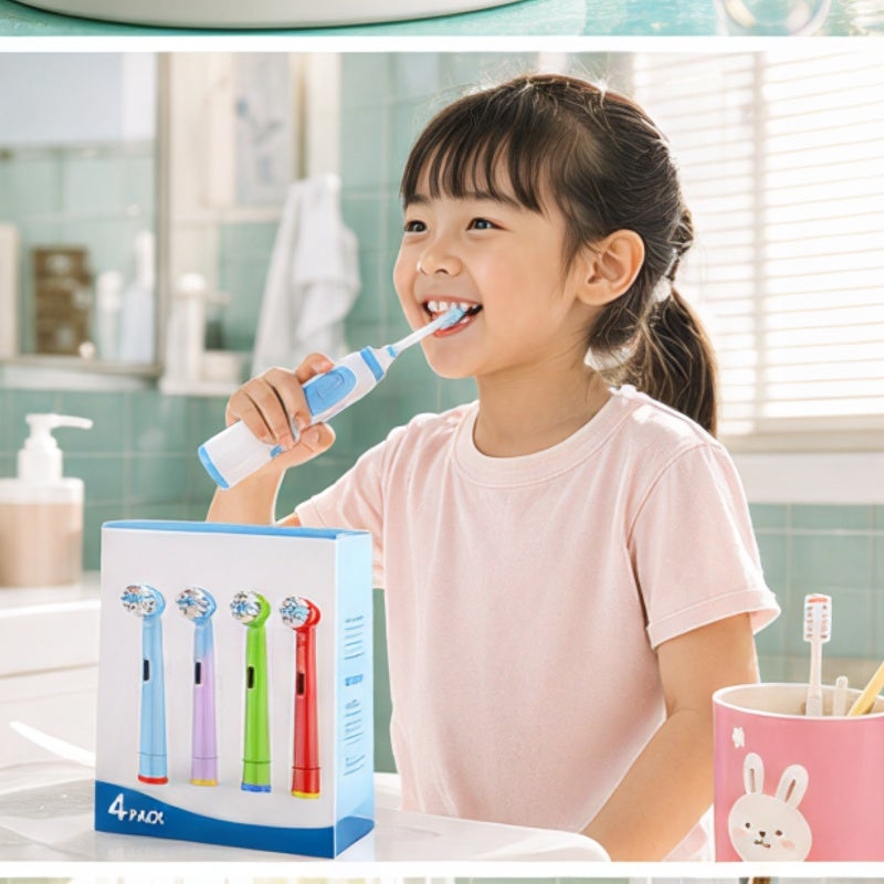 Kids Electric Toothbrush Replacement Heads 4 Pack Soft Bristles - Gentle Cleaning For Small Mouths Compatible With Oral-B Handles For Children’s Oral Care - Image 5