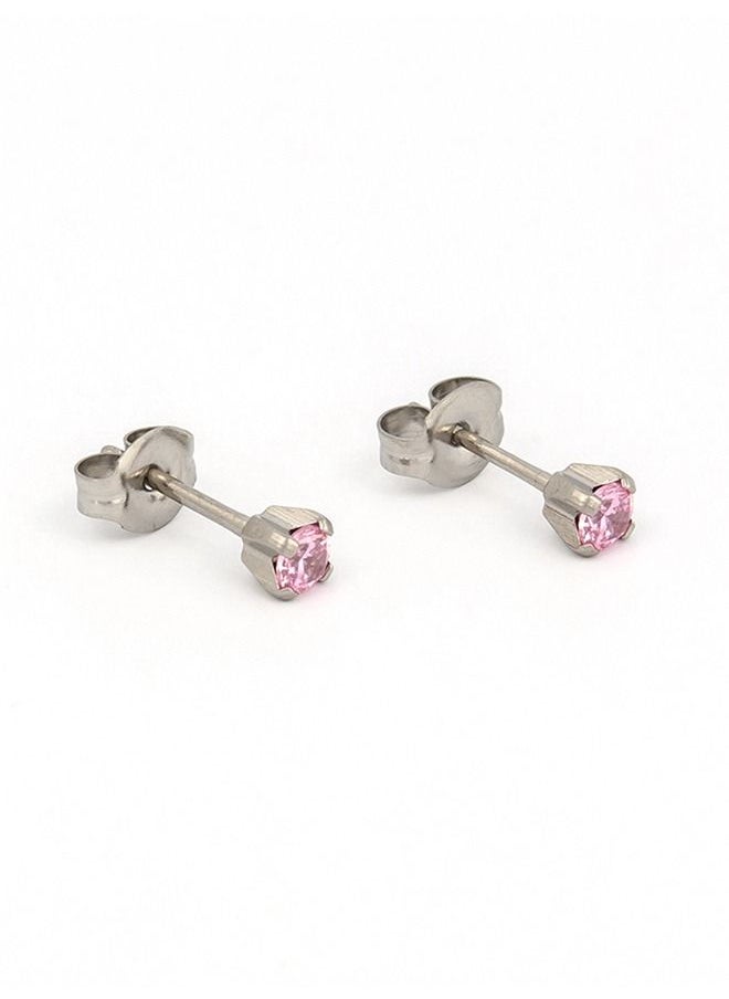 Studex - 3MM Pink Cubic Zirconia  Allergy-Free Stainless Steel Ear Studs - Image 1