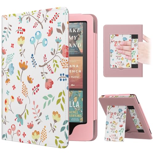 MoKo Case for 7"/6.8" Kindle Paperwhite(12th/11th Gen-2024/2021) and Kindle Colorsoft Signature Edition, Slim PU Shell Cover Case with Auto-Wake/Sleep for Kindle Paperwhite 2024, Brilliant Flowers - Image 1