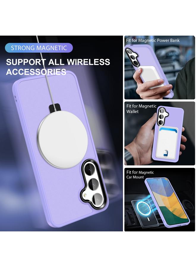 اس-توب جراب لهاتف Samsung Galaxy S24 5G مع حامل MagSafe، جراب هاتف هجين من مادة TPU وملمس الجلد - Image 3