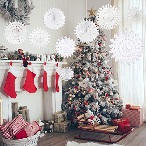 TUPARKA White Paper Snowflake Decorations Frozen Birthday Party Supplies Winter Wonderland Party Decorations Christmas Snowflakes Hanging Decoration,Assort Size - Image 5