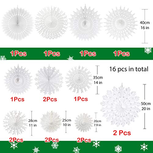 TUPARKA White Paper Snowflake Decorations Frozen Birthday Party Supplies Winter Wonderland Party Decorations Christmas Snowflakes Hanging Decoration,Assort Size - Image 2