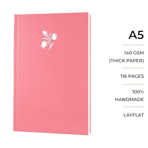 MENORAH Watercolor Paper- A5- Artist Sketchbook- A5-140 Gsm -(58 Sheets / 116 Pages)-(Size -21.0 Cm X 14.8 Cm)Drawing Book- Hard Bound- Handmade- Cassata Sketch Book -(Cherry Pink- Orchid)- Portrait - Image 2