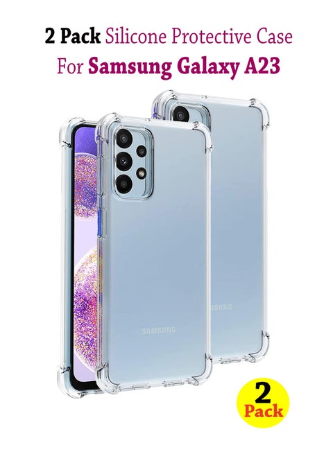 2 Pack Silicone Protective Case Cover For Samsung Galaxy A23 Transparent