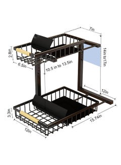 SUPVOX Supvox® Kitchen Organizer Under Sink Organizer Pull Out Double Layer Storage Rack Adjustable Height DIY Assembly Under Countertop Organizer Cabinet Organizer Carbon Steel Metal Cabinet Organizer  - Image 2