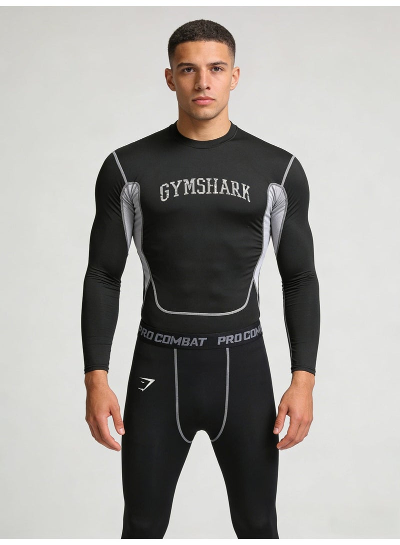 Gymshark Men’s Black Compression Long-Sleeve Athletic Shirt - Image 4