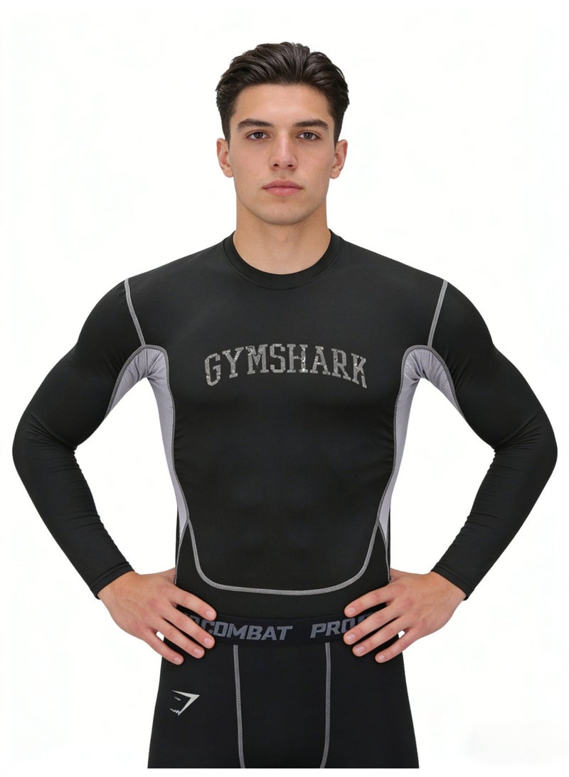 Gymshark Men’s Black Compression Long-Sleeve Athletic Shirt - Image 3