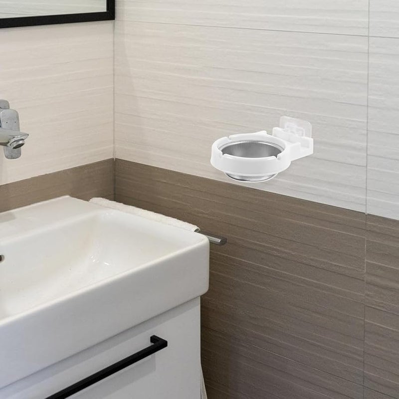 Wall Mounted Stainless Steel Ashtray Indoor Outdoor Use Space Saving White Finish - Image 3