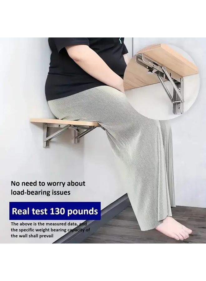 2pcs Black 18 Inch Heavy Duty Metal L Shaped Shelf Brackets Adjustable Foldable - Image 3