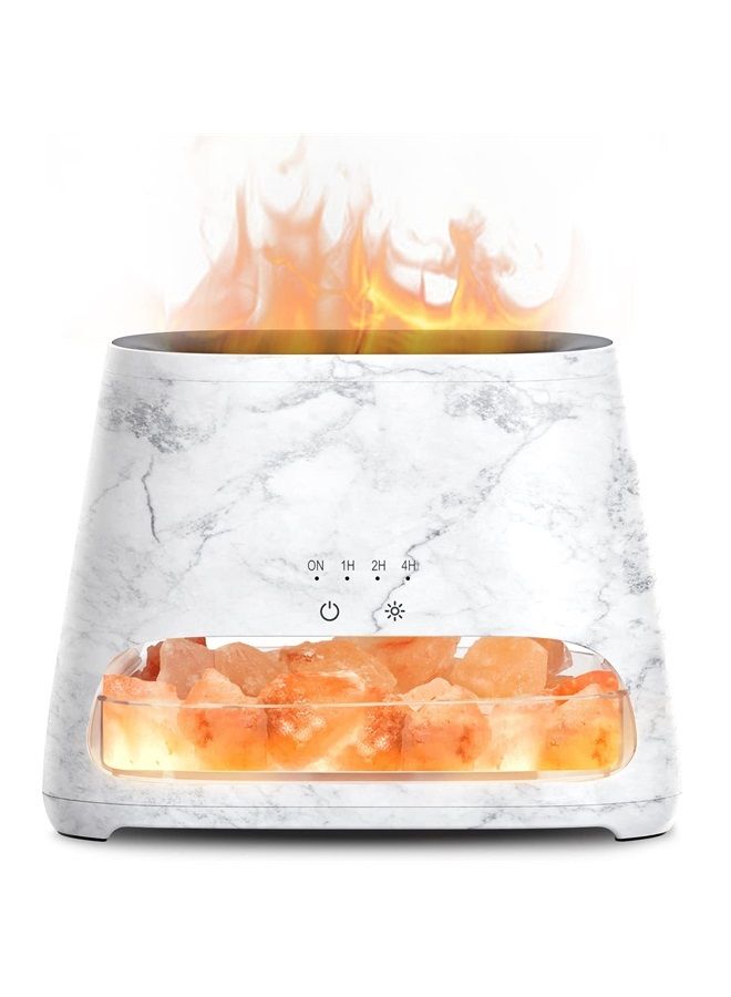 salking 2-in-1 Ultrasonic Essential Oil Diffuser & Himalayan Salt Lamp, Aromatherapy Diffuser Cool Mist Humidifier with 3 Brightness, Salt Therapy Lamp, 100% Pure Himalayan Salt Rock, 150ml (Marble)  - Image 1
