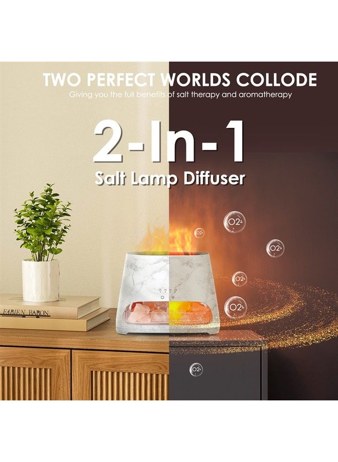 salking 2-in-1 Ultrasonic Essential Oil Diffuser & Himalayan Salt Lamp, Aromatherapy Diffuser Cool Mist Humidifier with 3 Brightness, Salt Therapy Lamp, 100% Pure Himalayan Salt Rock, 150ml (Marble)  - Image 3