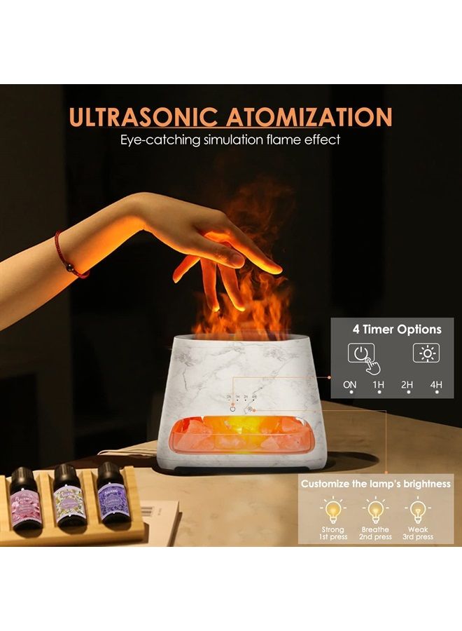 salking 2-in-1 Ultrasonic Essential Oil Diffuser & Himalayan Salt Lamp, Aromatherapy Diffuser Cool Mist Humidifier with 3 Brightness, Salt Therapy Lamp, 100% Pure Himalayan Salt Rock, 150ml (Marble)  - Image 4
