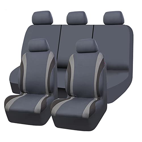 CAR PASS Line Rider Sporty Cloth Universal Fit Car Seat Cover 100 Breathable with 5mm Composite Sponge InsideAirbag Compatible3zipper BenchFull Set Space Gray - Image 1
