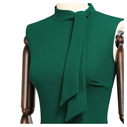 Miusol Women's Retro 1950s Style Half Collar Ruffle Cocktail Pencil Dress (X-Large,Dark Green) - Image 5