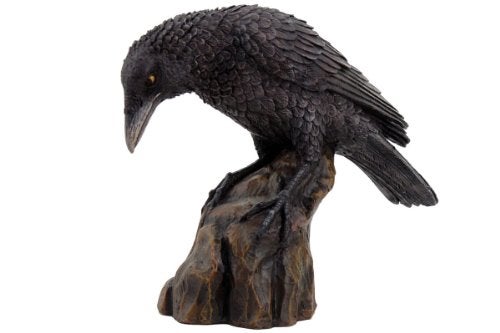 PTC Leaning Black Raven on Rocks Hand Painted Resin Statue Figurine - Image 2