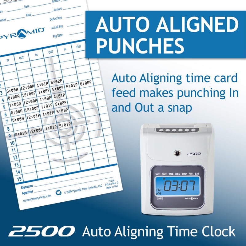 Pyramid Time Systems Small Business 2500 Time Clock Bundle, Unlimited Employees, Ivory - Image 2