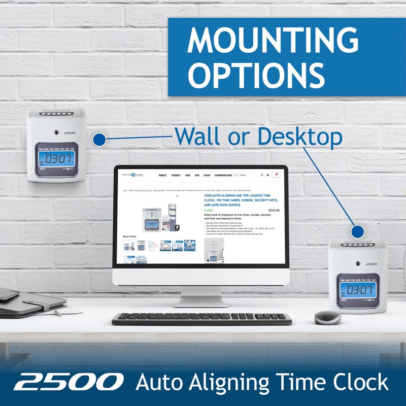 Pyramid Time Systems Small Business 2500 Time Clock Bundle, Unlimited Employees, Ivory - Image 4