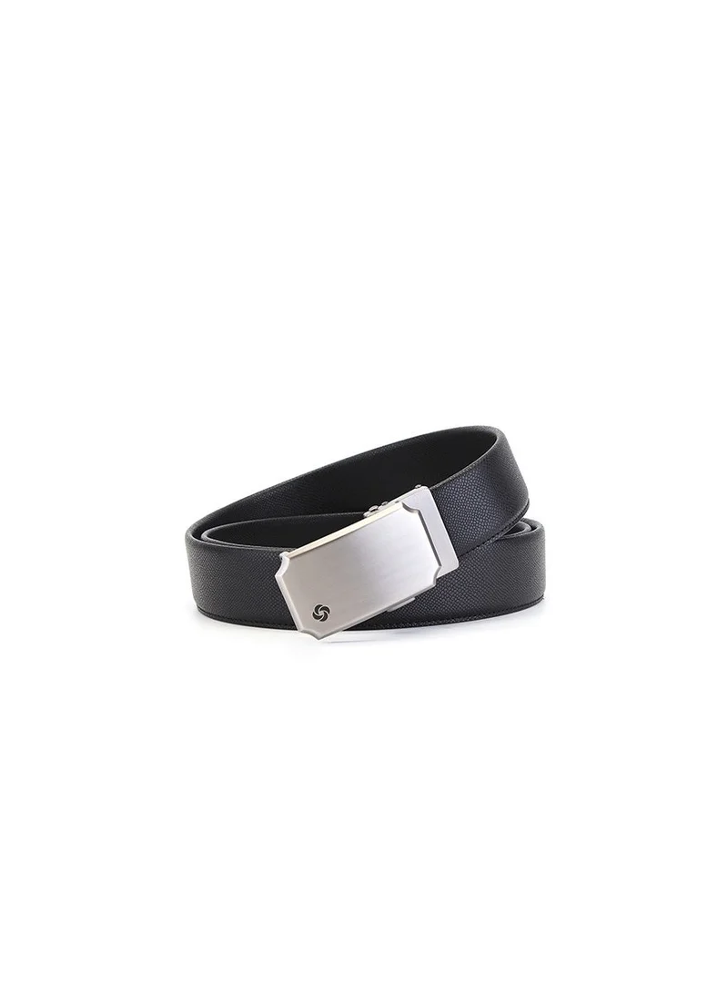 Samsonite Aamir Basic Auto R Buckle Belt, Leather, Black|100% Leather|Sleek Metallic Logo|Automatic Buckle
