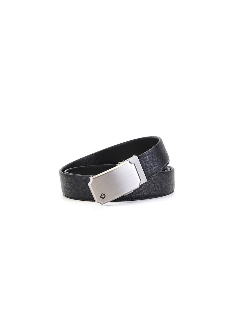 Samsonite Aamir Basic Auto R Buckle Belt, Leather, Black|100% Leather|Sleek Metallic Logo|Automatic Buckle - Image 1