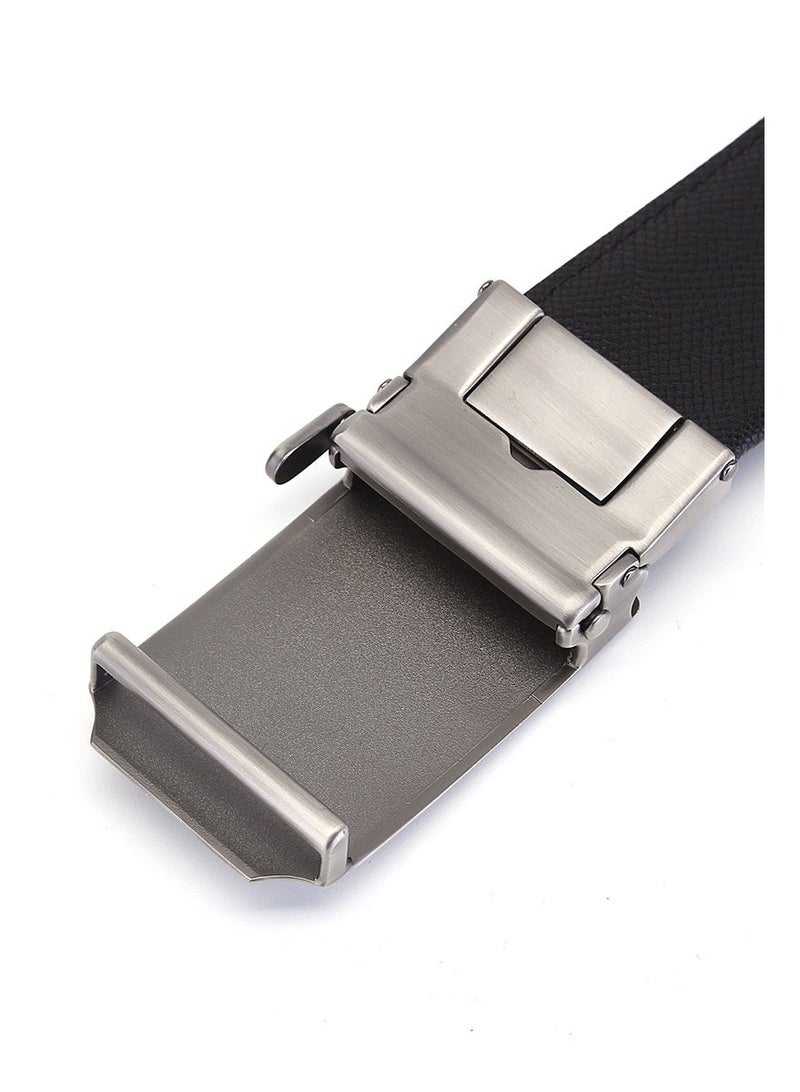 Samsonite Aamir Basic Auto R Buckle Belt, Leather, Black|100% Leather|Sleek Metallic Logo|Automatic Buckle - Image 5