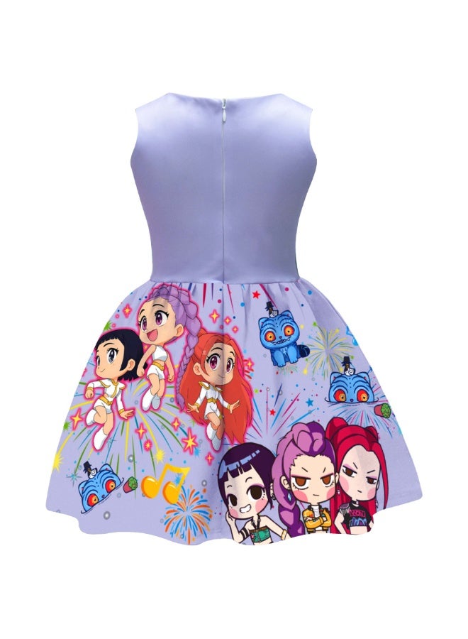 general KPop Demon Hunters medium and large girls' dresses, girls' bow dresses, gifts for family and friends - Image 2