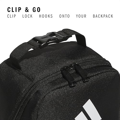 adidas Santiago Lunch Bag Cooler for Women and Men, Insulated Food Container Box with Mesh Pocket, Black/White/3.0, One Size - Image 3