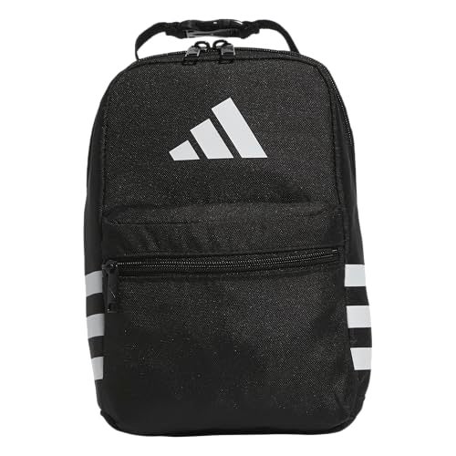 adidas Santiago Lunch Bag Cooler for Women and Men, Insulated Food Container Box with Mesh Pocket, Black/White/3.0, One Size - Image 1