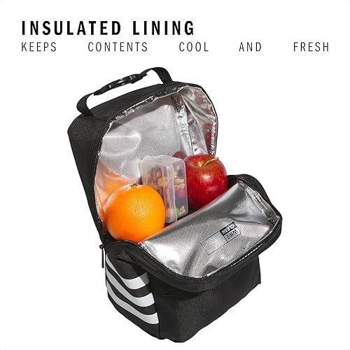 adidas Santiago Lunch Bag Cooler for Women and Men, Insulated Food Container Box with Mesh Pocket, Black/White/3.0, One Size - Image 2