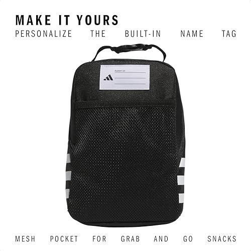 adidas Santiago Lunch Bag Cooler for Women and Men, Insulated Food Container Box with Mesh Pocket, Black/White/3.0, One Size - Image 4