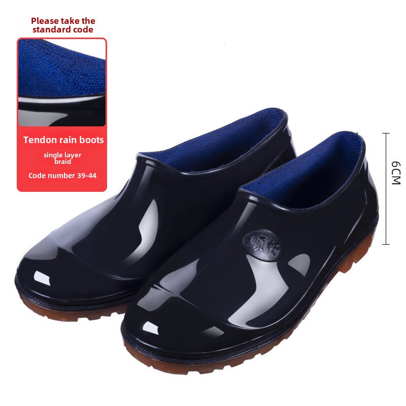 Wholesale Kitchen Anti-slip Mens Low-cut Rain Boots 3598 beef bottom 