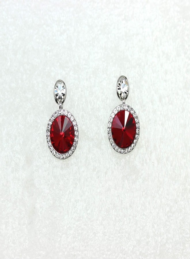 Faship Gorgeous Red Premium Rhinestone Crystal Floral Necklace Earrings Set - Red - Image 4