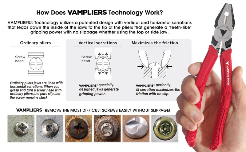 VAMPLIERS 8" Stripped Screw Extractor Linesman Pliers. Made in Japan. Time-Saving Heavy Duty Combination Pliers - Image 4