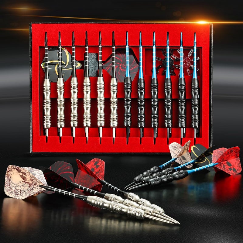 Wsdart ADKX Steel Tip Darts 12 Pack Set with Nonslip Iron Barrel Aluminum Dart Shafts and Flights + Darts Sharpener + an Gift Box - Image 4
