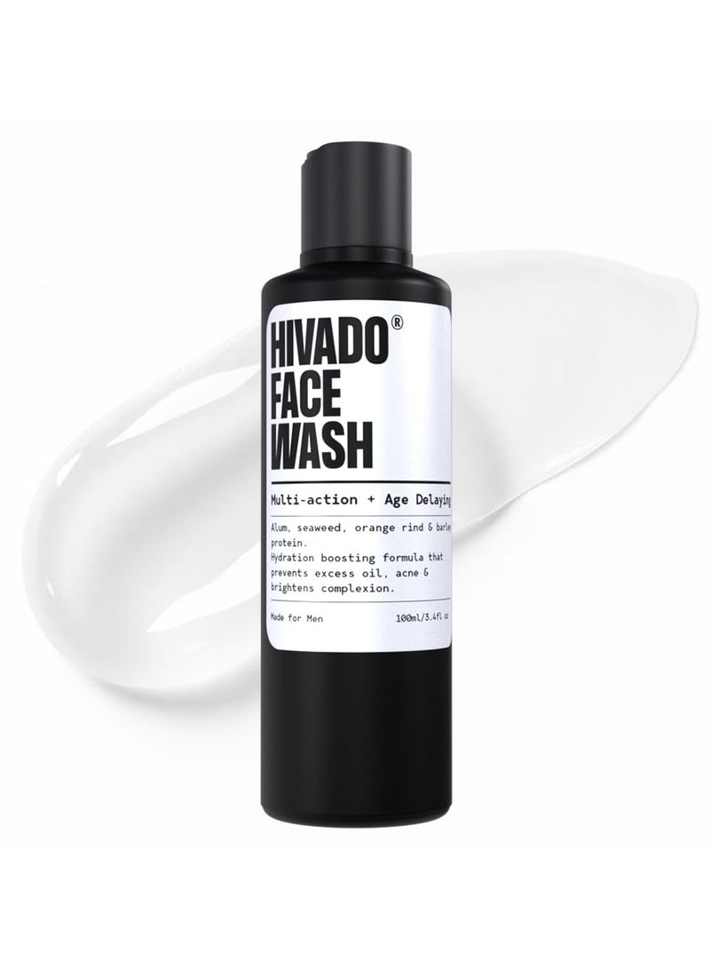 هيفادو غسول الوجه للرجال | تنظيف عميق والتحكم في الزيوت | يحارب حب الشباب والبثور والرؤوس السوداء | يعمل على تفتيح البشرة وإنعاشها | شب، مستخلص البرتقال، بروتين الشعير والأعشاب البحرية | خالٍ من الكبريتات | 100 مل - Image 1