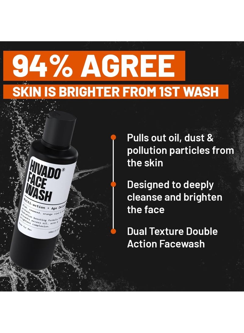 هيفادو غسول الوجه للرجال | تنظيف عميق والتحكم في الزيوت | يحارب حب الشباب والبثور والرؤوس السوداء | يعمل على تفتيح البشرة وإنعاشها | شب، مستخلص البرتقال، بروتين الشعير والأعشاب البحرية | خالٍ من الكبريتات | 100 مل - Image 5