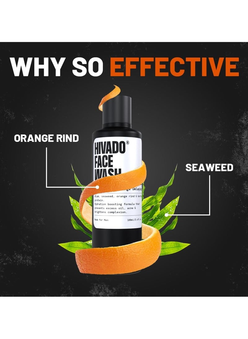 هيفادو غسول الوجه للرجال | تنظيف عميق والتحكم في الزيوت | يحارب حب الشباب والبثور والرؤوس السوداء | يعمل على تفتيح البشرة وإنعاشها | شب، مستخلص البرتقال، بروتين الشعير والأعشاب البحرية | خالٍ من الكبريتات | 100 مل - Image 4