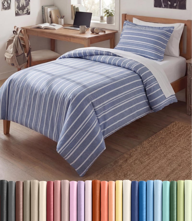 CGK Unlimited Duvet Cover TwinTwin XL Size Extra Soft Dorm College Duvet Cover Lightweight Comfy Breathable Fade Free w Zipper Closures Ties 68 x 90 Inches Blue Stripes 3 Comforter Not Included - Image 2