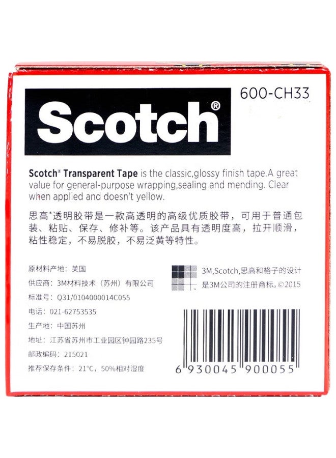 3M 3M Scotch-Brite Tape, 600 Premium Transparent Tape, 12.7Mm×32.9M, 600-Ch33 - Image 2