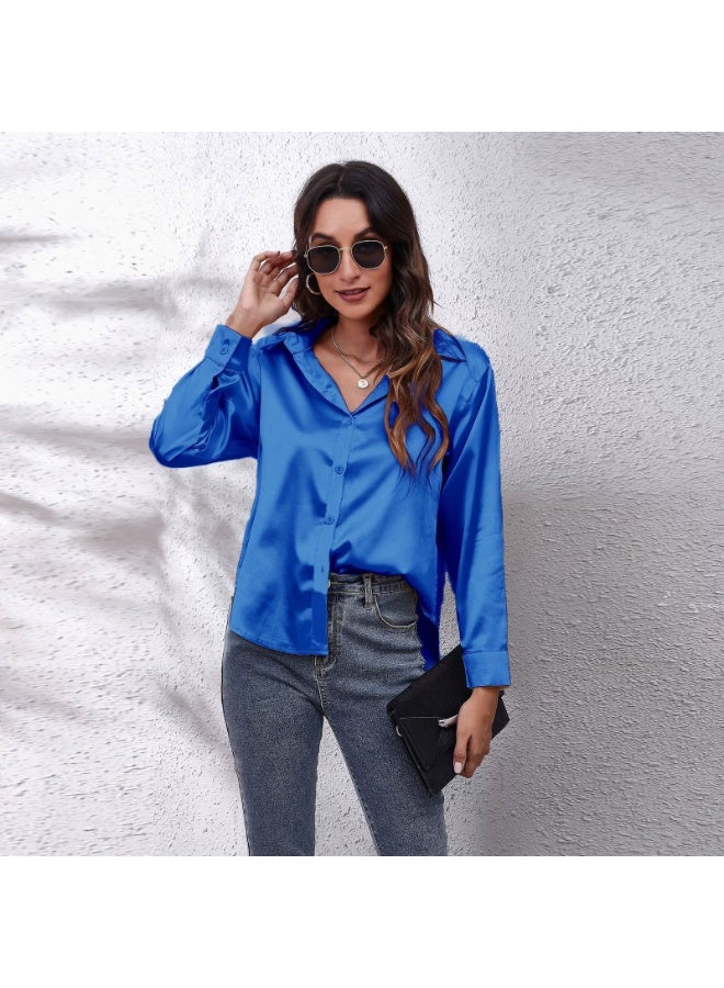 general Women's satin imitation silk long-sleeved blouse - Image 1