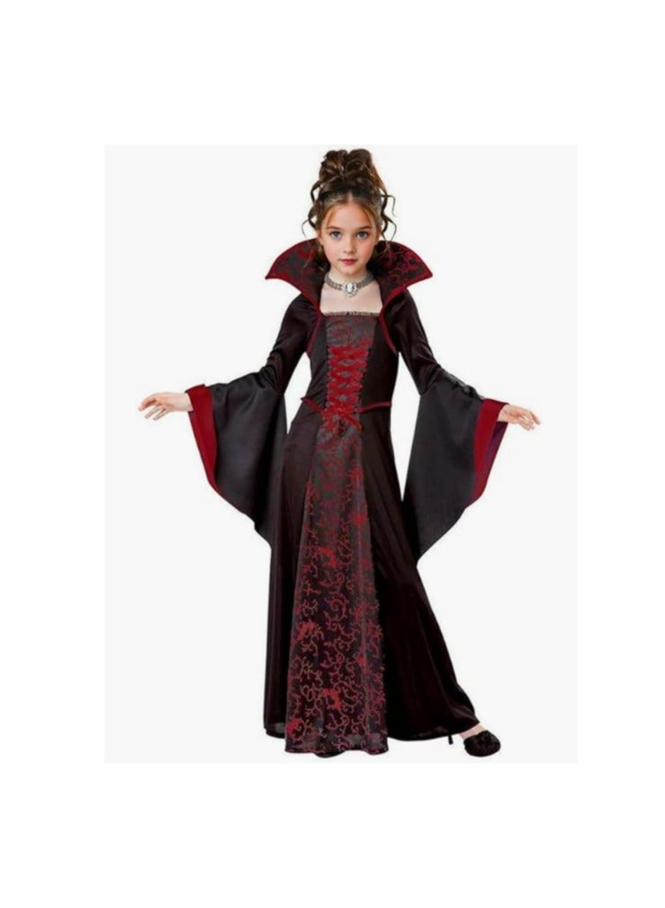 هالوين الملكي مصاصي الدماء زي مجموعة للبنات هالوين اللباس حتى الحفلة، كوسبلاي، مصاصي الدماء موضوع الحفلة (150 سم) - Image 1