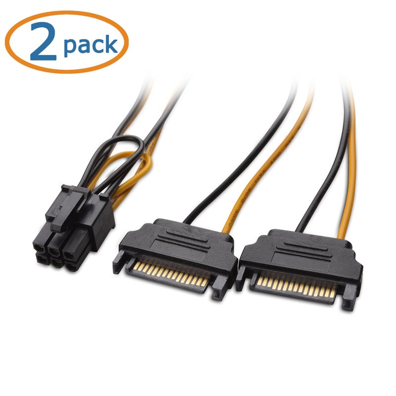 Cable Matters 2-Pack 6 Pin PCIe to Dual SATA Power Cable 4 Inches, 2X SATA to 6 Pin PCIe - Image 2