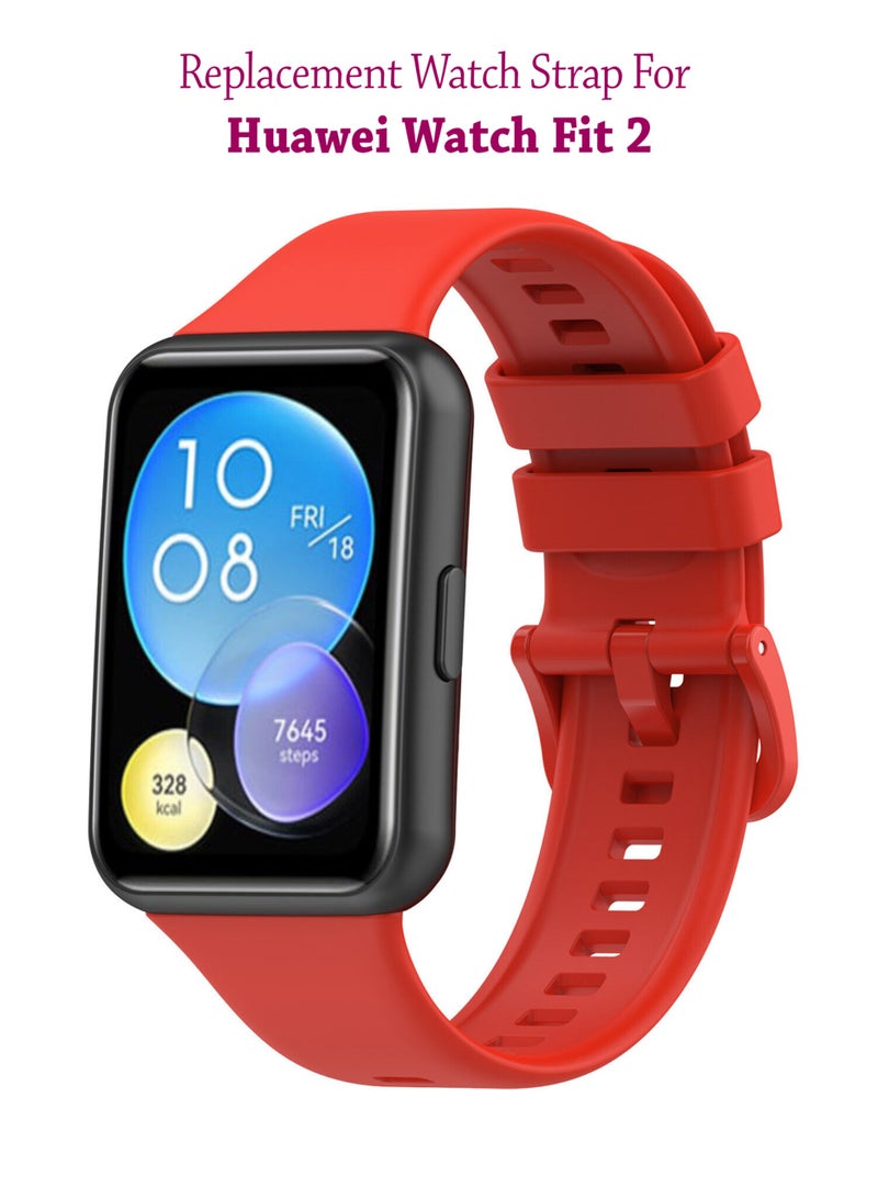 Soft Silicone Strap Replacement Bands For Huawei Watch Fit 2 - Red - Image 1