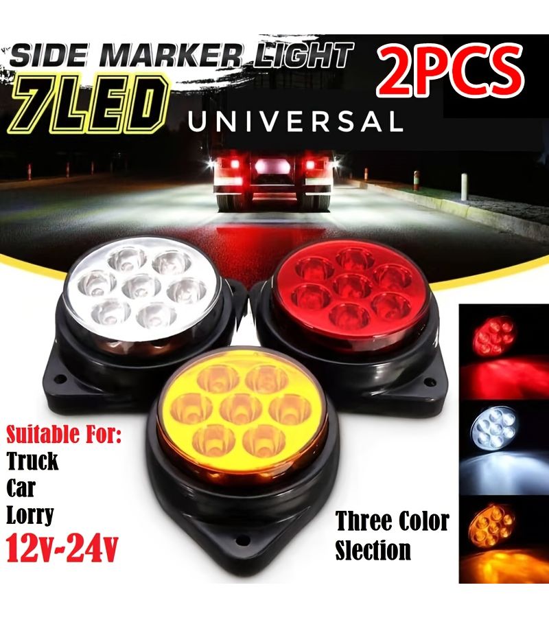 Red Yellow White 7LED Circular Gap Light 12 24V Truck Hard Wiring - Image 1